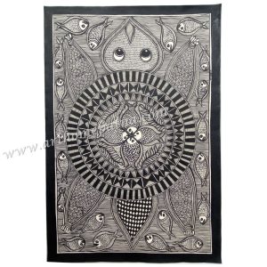 Raas around tortoise in a hand-painted Madhubani painting